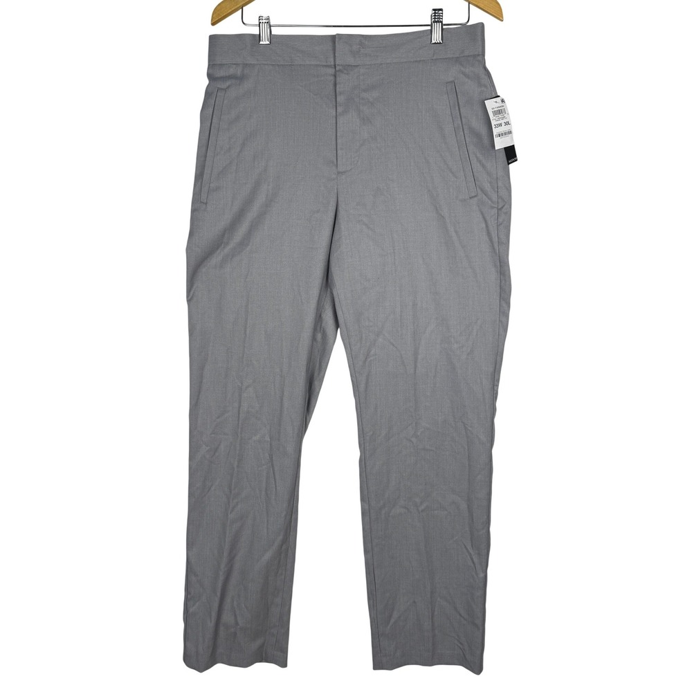 Alfani Mens Casual Grey HT Stretch‎ Straight Leg Pants 33W 30L 100185391MN NEW